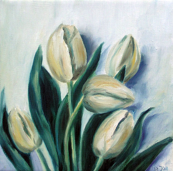 Doris Joa. White tulips.