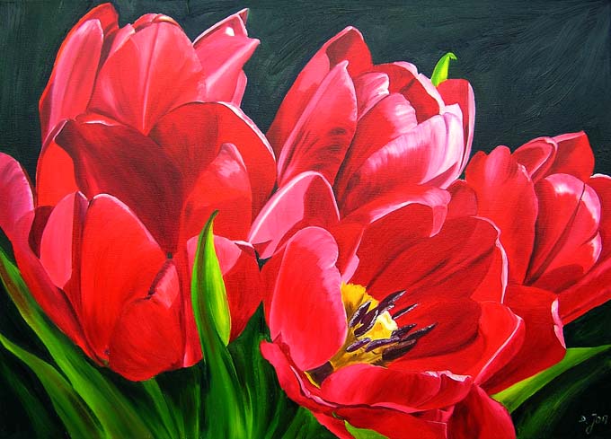 Doris Joa. Red Tulips.
