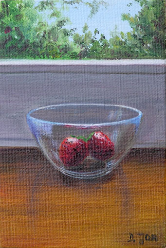Doris Joa. Strawberries in a glass bowl.